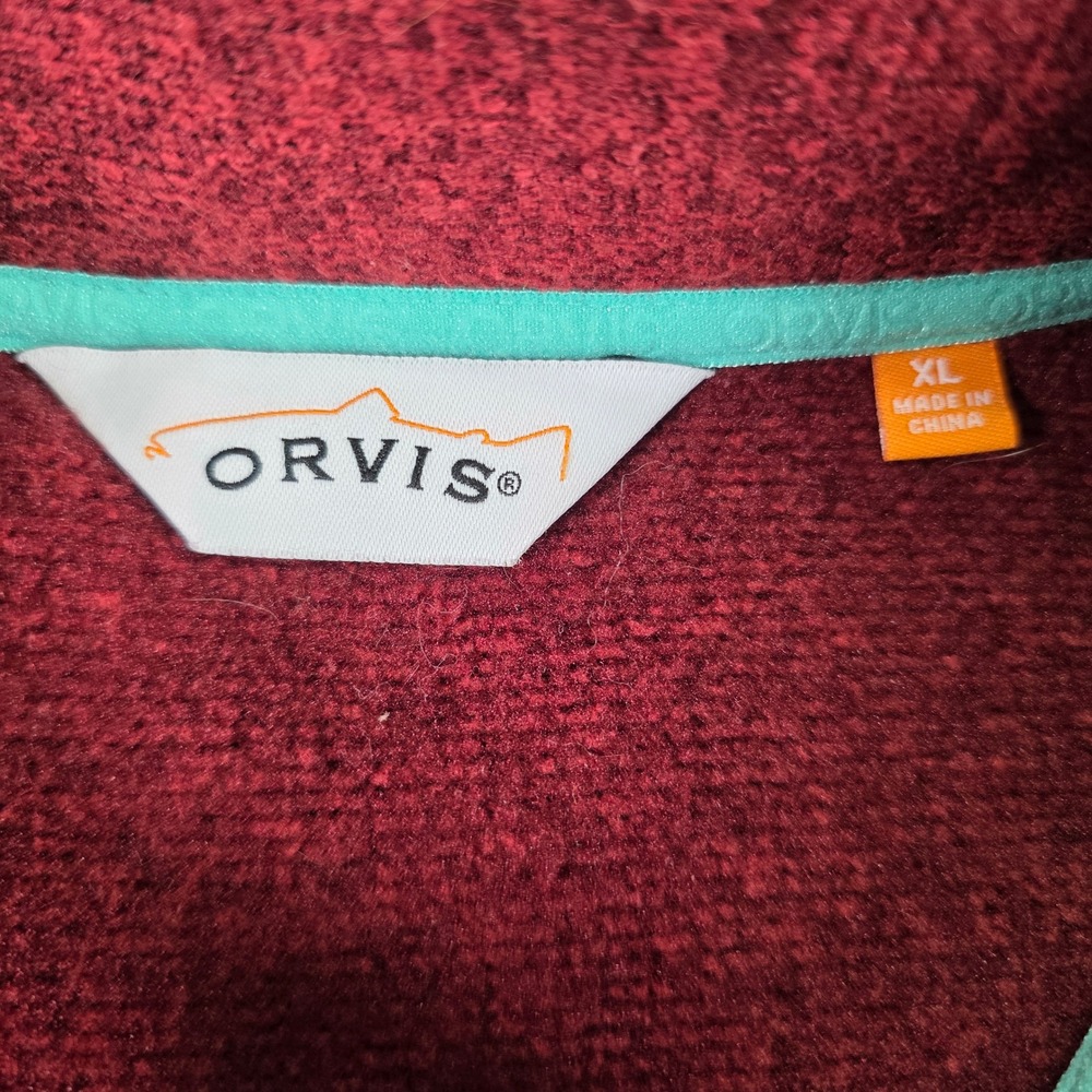 Orvis Womens XL Burnt Orange Heathered Sweater Fleece Full Zip Vest Pockets Fall - Picture 2 of 8